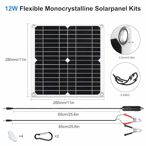 12W flexibles monokristallines Solarpanel-Kit mit Zubehör