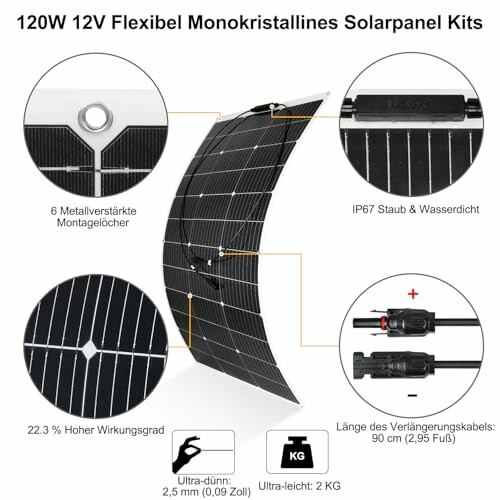 DERUXI 120W Flexibles Solarpanel Kit