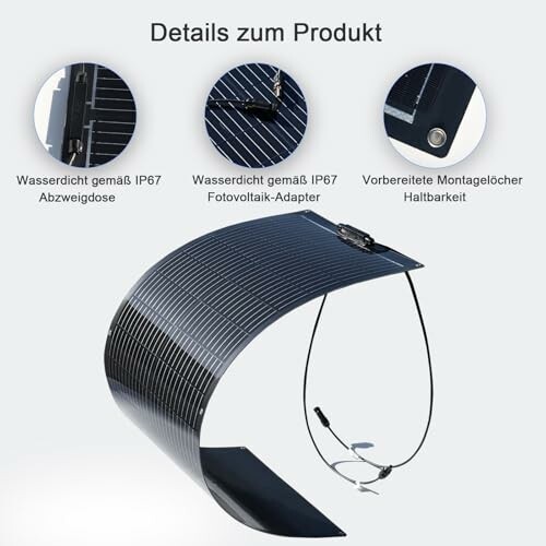 Flexibles Solarpanel mit Wasserdichtigkeit und Montageinformationen