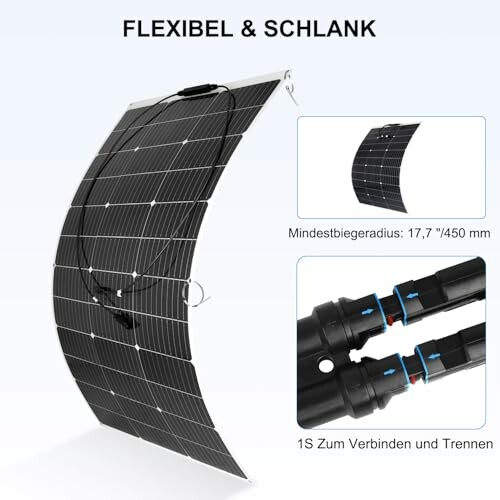 Flexibles Solarpanel mit Kabelverbindungen