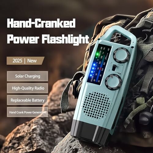 Handkurbel-Taschenlampe mit Radio und Solarladefunktion