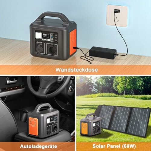 Tragbare Powerstation mit verschiedenen Lademöglichkeiten