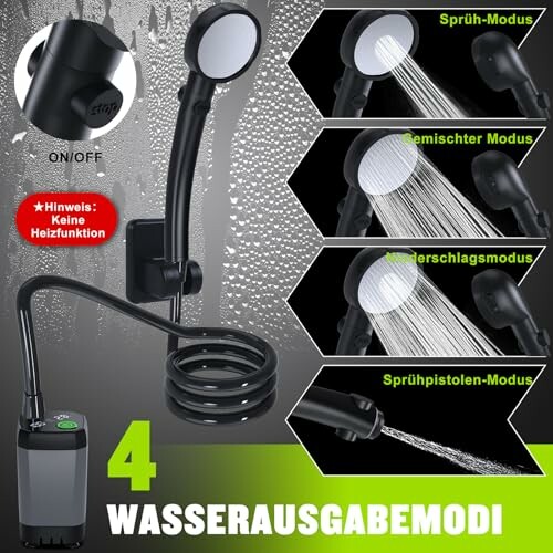 Tragbare Duschkopf mit vier Wasserabgabemodi