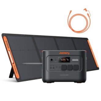 Tragbares Solargenerator-Set mit Solarpanel und Powerstation.