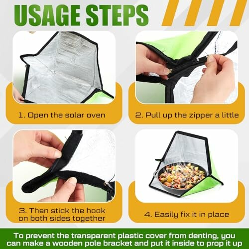 Schritte zur Nutzung eines tragbaren Solarofens