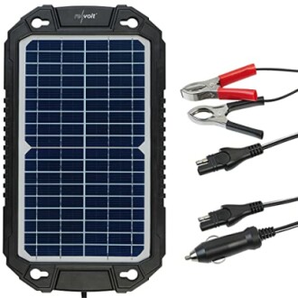 Tragbares Solarpanel-Ladegerät mit Klemmen und Adapterkabeln