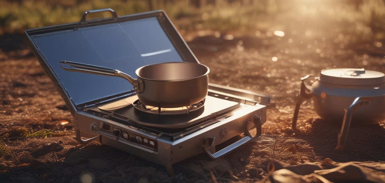 Solar camping stove in use