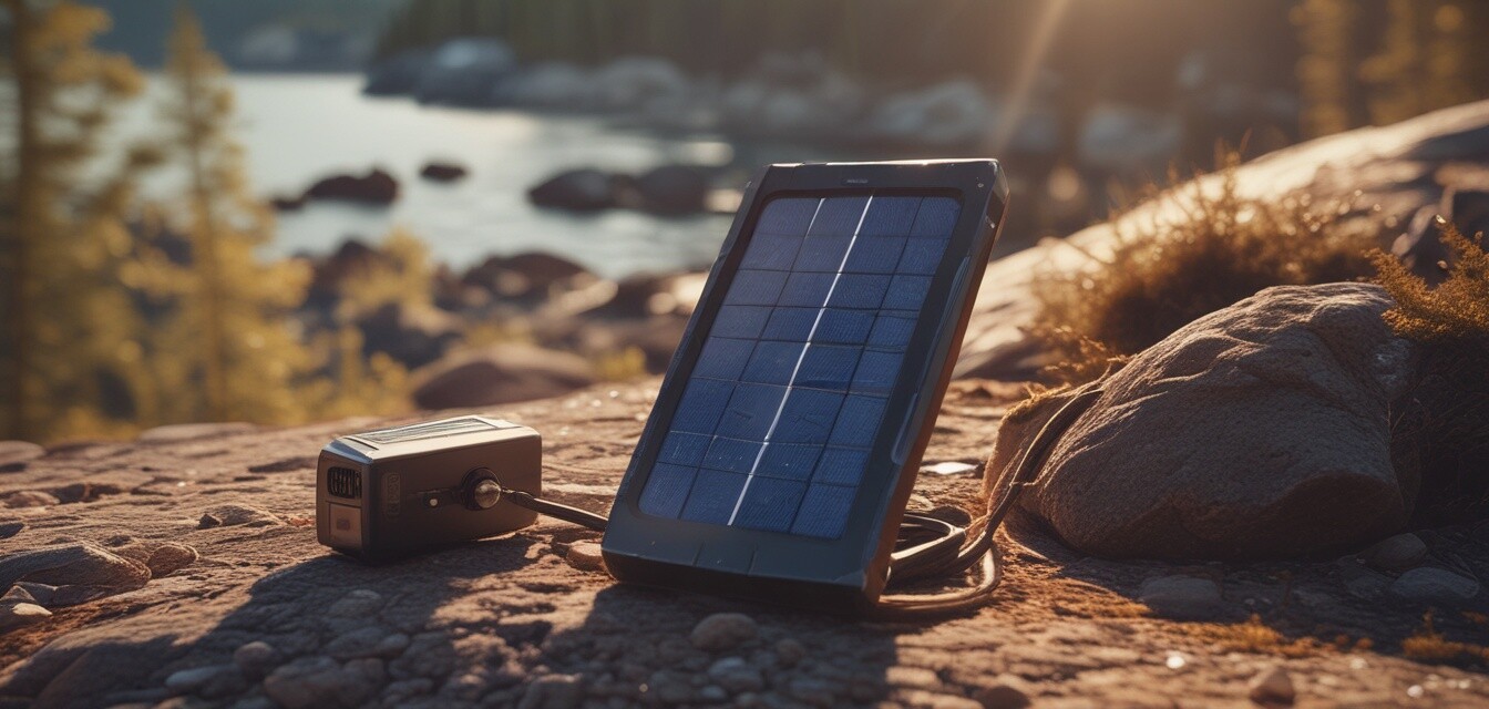 Solarbetriebene Batterie-Ladegeräte in der Natur