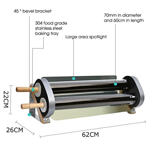 Solar-Röhrenkocher mit Edelstahl-Backblech und Holzgriffen