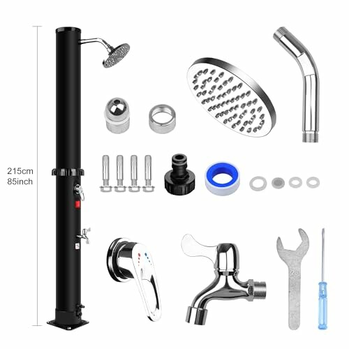 Solardusche mit Zubehör und Werkzeugen