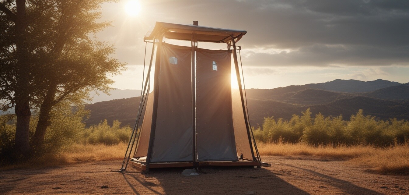 Beispiel für eine solarbetriebene Dusche im Freien