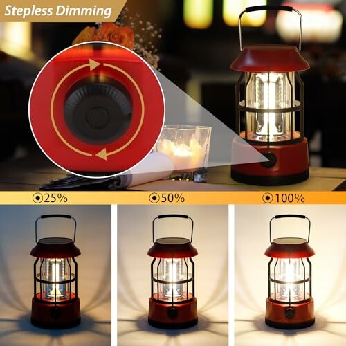 Rote Laterne mit stufenloser Dimmung und drei Helligkeitsstufen