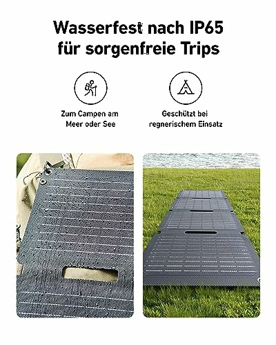 Wasserfeste Solarpanels geeignet für Camping und Regen.